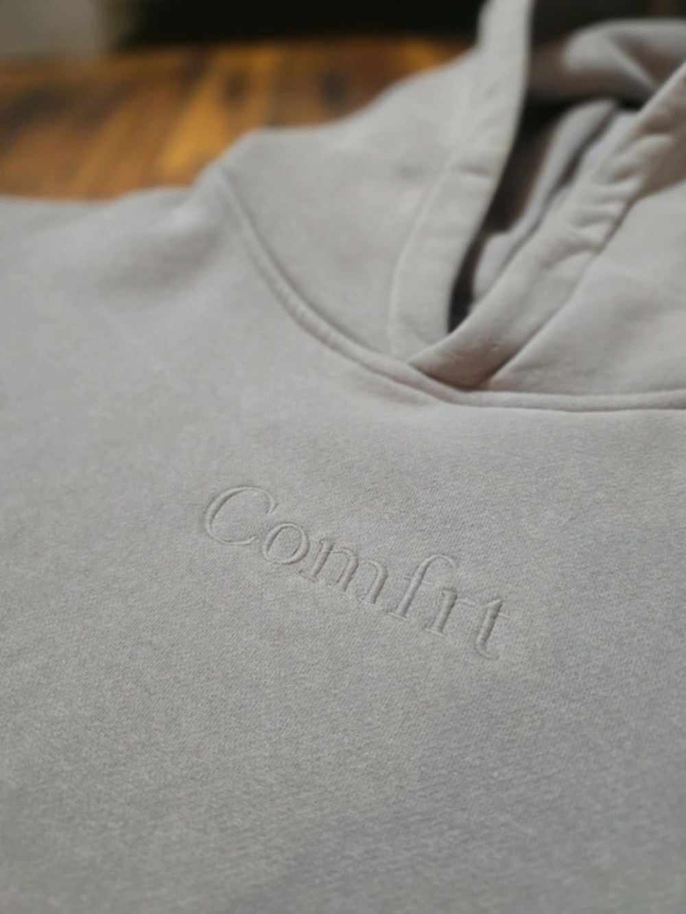Comfrt Oversized Hoodie – Size Medium – Oatmeal/Light Taupe